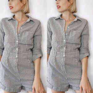 Iris Striped Cotton Blend Romper Playsuit Women’s Size Medium